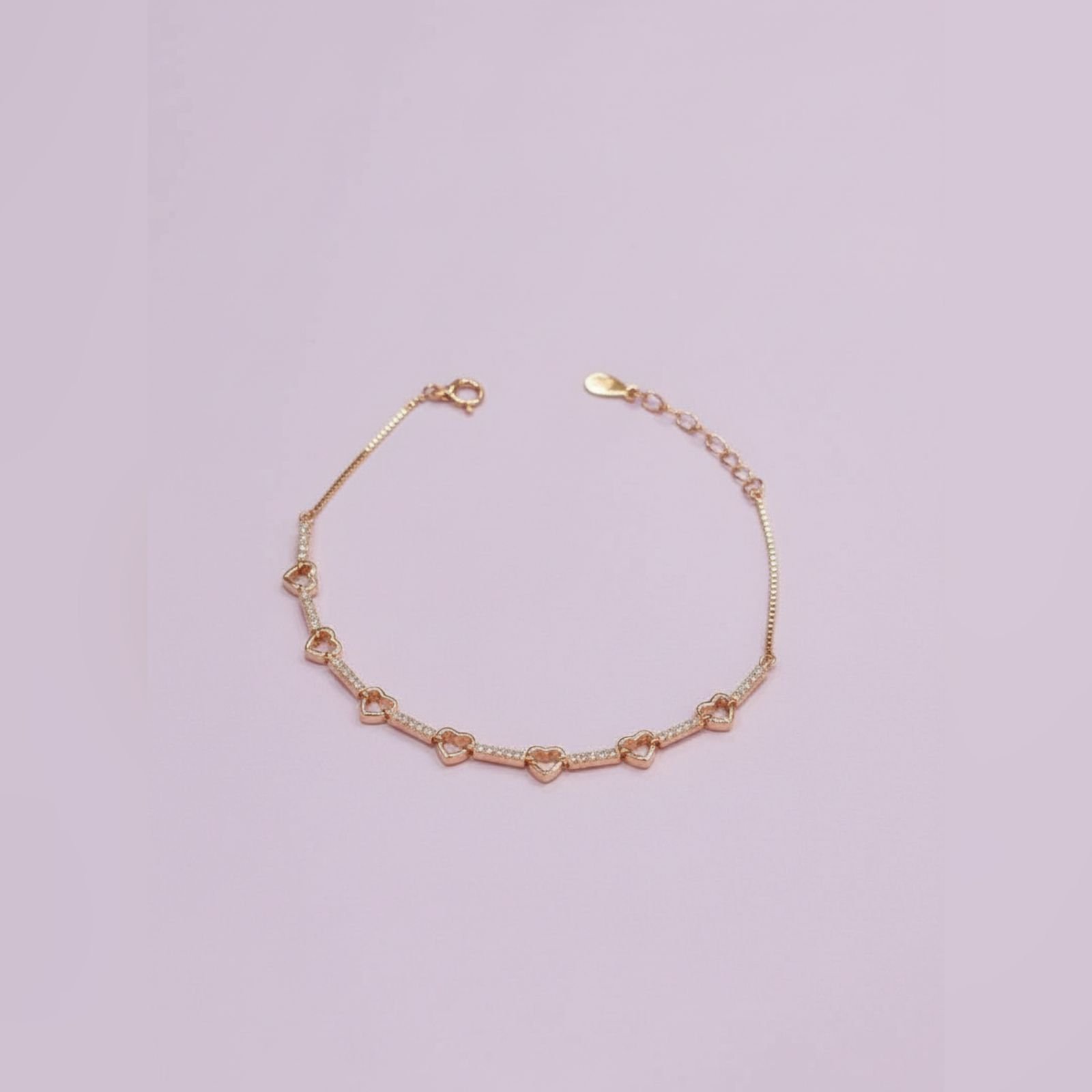 925 Rose Gold Charming Heart Bracelet